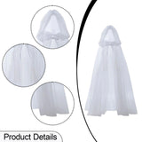 Maxbell Halloween Cloak Full Length Gothic Tulle Cape for Club Punk Party Photo Prop White 180cm