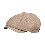 Maxbell Beret Hat British Spring Painter Hat Cabbie Hat for Adults Traveling Camping Beige