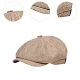 Maxbell Beret Hat British Spring Painter Hat Cabbie Hat for Adults Traveling Camping Beige