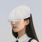 Maxbell Beret Hat British Spring Painter Hat Cabbie Hat for Adults Traveling Camping White