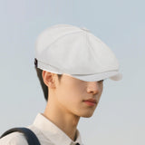 Maxbell Beret Hat British Spring Painter Hat Cabbie Hat for Adults Traveling Camping White