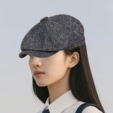 Maxbell Beret Hat British Spring Painter Hat Cabbie Hat for Adults Traveling Camping Gray
