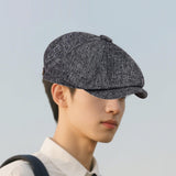 Maxbell Beret Hat British Spring Painter Hat Cabbie Hat for Adults Traveling Camping Gray