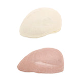 Maxbell Mesh Flat Cap Painter Hat Adults Headwear Summer Hat for Outdoor Travel Milky White