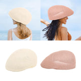 Maxbell Mesh Flat Cap Painter Hat Adults Headwear Summer Hat for Outdoor Travel Milky White