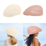 Maxbell Mesh Flat Cap Painter Hat Adults Headwear Summer Hat for Outdoor Travel Milky White
