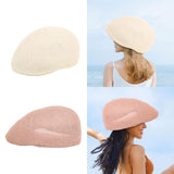 Maxbell Mesh Flat Cap Painter Hat Adults Headwear Summer Hat for Outdoor Travel Milky White