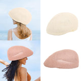 Maxbell Mesh Flat Cap Painter Hat Adults Headwear Summer Hat for Outdoor Travel Milky White