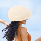 Maxbell Mesh Flat Cap Painter Hat Adults Headwear Summer Hat for Outdoor Travel Milky White