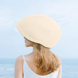 Maxbell Mesh Flat Cap Painter Hat Adults Headwear Summer Hat for Outdoor Travel Milky White