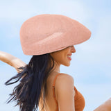 Maxbell Mesh Flat Cap Painter Hat Adults Headwear Summer Hat for Outdoor Travel Light Pink