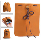 Maxbell Drawstring Bag PU Leather for Men Women Earphone Holder for Small Items Keys