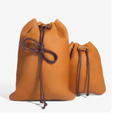 Maxbell Drawstring Bag PU Leather for Men Women Earphone Holder for Small Items Keys