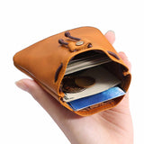 Maxbell Drawstring Bag PU Leather for Men Women Earphone Holder for Small Items Keys