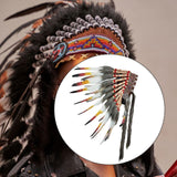 Maxbell Indian Inspired Feather Headdress Chief Indian Hat for Show Party Masquerade