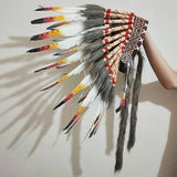 Maxbell Indian Inspired Feather Headdress Chief Indian Hat for Show Party Masquerade