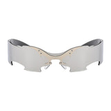 Maxbell Rimless Sunglasses Fashionable Eyewear for Nightclub Stage Performance Party Silver