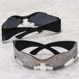 Maxbell Rimless Sunglasses Fashionable Eyewear for Nightclub Stage Performance Party Silver
