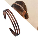 Maxbell Ladies Women Triple Row Headband for Make up, Sports Accessories PC Material Brown