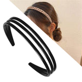 Maxbell Ladies Women Triple Row Headband for Make up, Sports Accessories PC Material Black