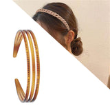 Maxbell Woman Headband with Three Row Lightweight for Reading and Writing Hair Clips Dark Brown