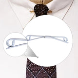Maxbell Mens Tie Collar Bar Formal Jewelry Accessory Lapel Stick Metal Collar Holder Silver