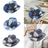Maxbell Print Cowboy Hat Cosplay Costume Accessory for Festival Dress up Dark Blue
