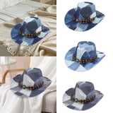 Maxbell Print Cowboy Hat Cosplay Costume Accessory for Festival Dress up Dark Blue