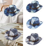 Maxbell Print Cowboy Hat Cosplay Costume Accessory for Festival Dress up Dark Blue