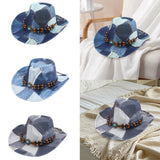 Maxbell Print Cowboy Hat Cosplay Costume Accessory for Festival Dress up Dark Blue