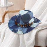 Maxbell Print Cowboy Hat Cosplay Costume Accessory for Festival Dress up Dark Blue