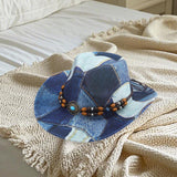 Maxbell Print Cowboy Hat Cosplay Costume Accessory for Festival Dress up Dark Blue