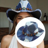 Maxbell Print Cowboy Hat Cosplay Costume Accessory for Festival Dress up Dark Blue