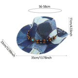Maxbell Print Cowboy Hat Cosplay Costume Accessory for Festival Dress up Dark Blue