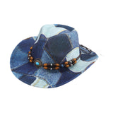 Maxbell Print Cowboy Hat Cosplay Costume Accessory for Festival Dress up Dark Blue