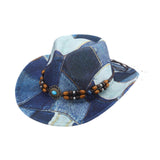 Maxbell Print Cowboy Hat Cosplay Costume Accessory for Festival Dress up Dark Blue