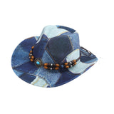 Maxbell Print Cowboy Hat Cosplay Costume Accessory for Festival Dress up Dark Blue