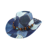 Maxbell Print Cowboy Hat Cosplay Costume Accessory for Festival Dress up Dark Blue
