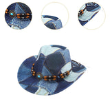 Maxbell Print Cowboy Hat Cosplay Costume Accessory for Festival Dress up Dark Blue