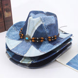 Maxbell Print Cowboy Hat Cosplay Costume Accessory for Festival Dress up Dark Blue