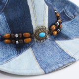 Maxbell Print Cowboy Hat Cosplay Costume Accessory for Festival Dress up Dark Blue