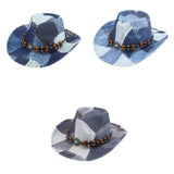 Maxbell Print Cowboy Hat Cosplay Costume Accessory for Festival Dress up Dark Blue