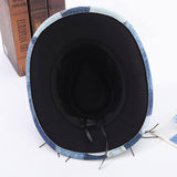 Maxbell Print Cowboy Hat Cosplay Costume Accessory for Festival Dress up Light Blue