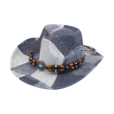 Maxbell Print Cowboy Hat Cosplay Costume Accessory for Festival Dress up Gray