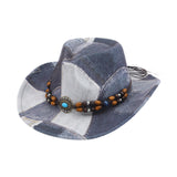 Maxbell Print Cowboy Hat Cosplay Costume Accessory for Festival Dress up Gray