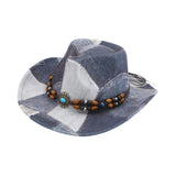 Maxbell Print Cowboy Hat Cosplay Costume Accessory for Festival Dress up Gray