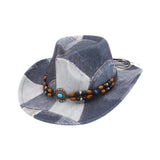 Maxbell Print Cowboy Hat Cosplay Costume Accessory for Festival Dress up Gray