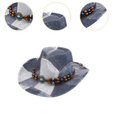 Maxbell Print Cowboy Hat Cosplay Costume Accessory for Festival Dress up Gray