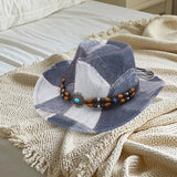 Maxbell Print Cowboy Hat Cosplay Costume Accessory for Festival Dress up Gray