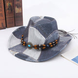 Maxbell Print Cowboy Hat Cosplay Costume Accessory for Festival Dress up Gray
